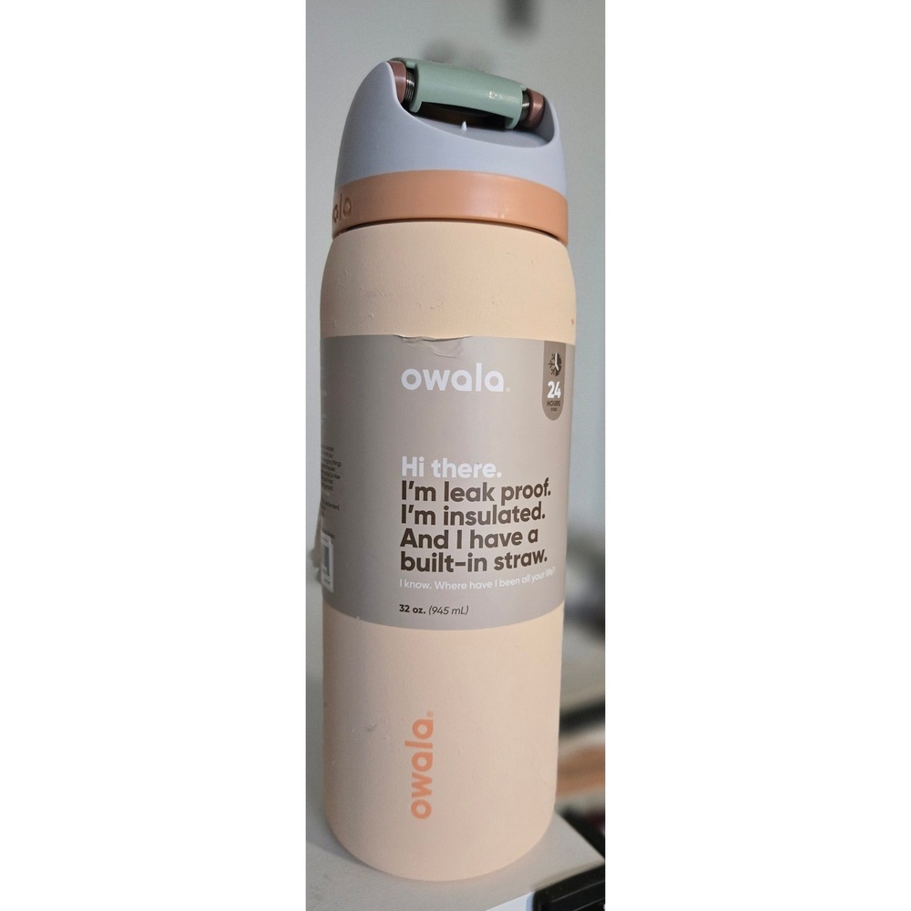Owala FreeSip 32oz Insulated Stainless Steel Water Bottle Sandy Shores Tan Peach